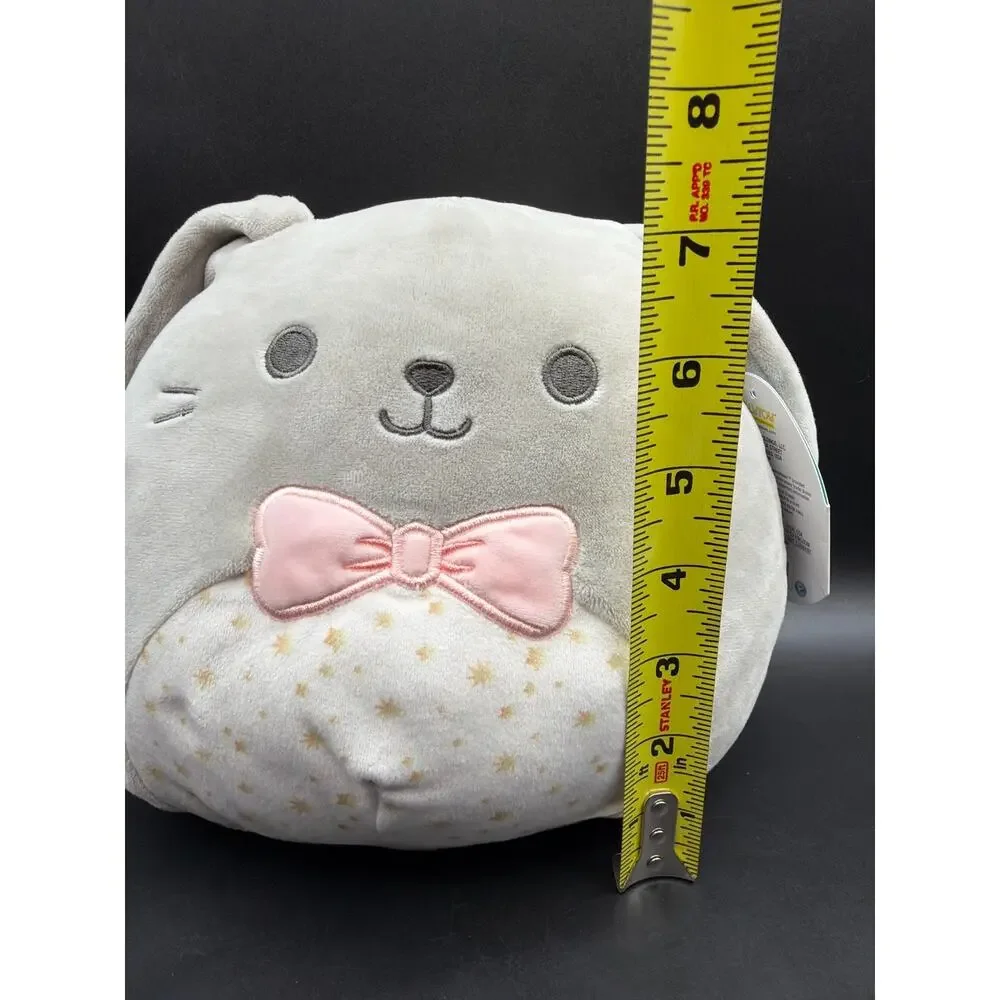 Squishmallows Blake Bunny 8 Inch Gray Plush Pink Bow Gold Stars Easter 2022 NWT